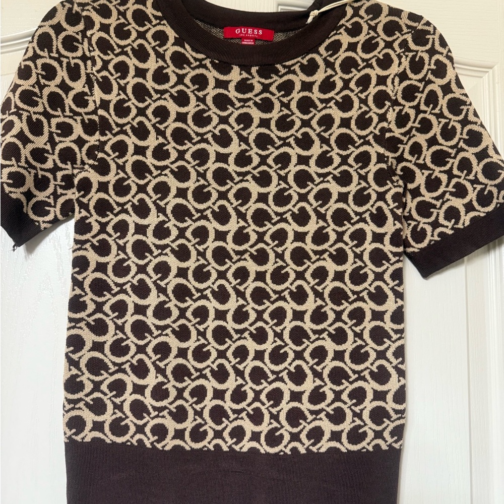 Guess Brown and Cream Knit Sweater